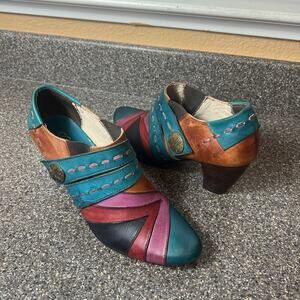 Corkys Elite Womens Sz 10 Multicolor Leather Heel Slip On Pointed Toe Dress Pump